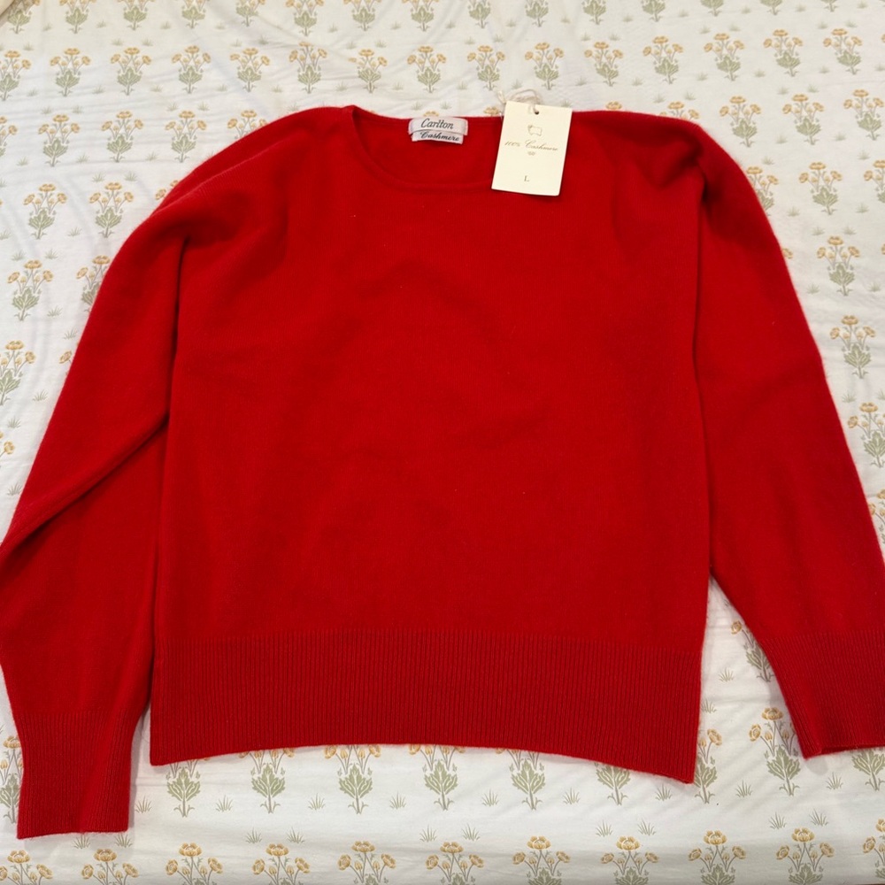 Red 100% cashmere sweater made in Italy